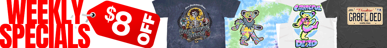 $8 OFF Weekly Specials (4) Grateful Dead Tie-Dye Tees as low as $14 with plus sizes!