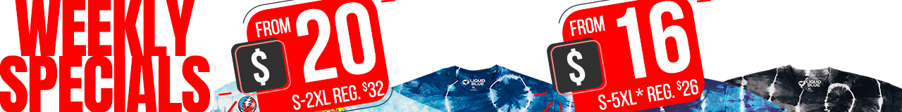 NEW Weekly Specials Parachuting Bears 2 Tie-Dye & Radial Unprinted Tie-Dyes!