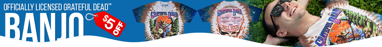 SAVE $5 OFF Grateful Dead Banjo 2 Sided Printed Tie-Dye