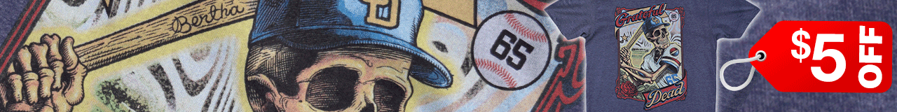 $5 OFF Grateful Dead On-Deck Baseball Classic Poly Cotton T-Shirt Tee