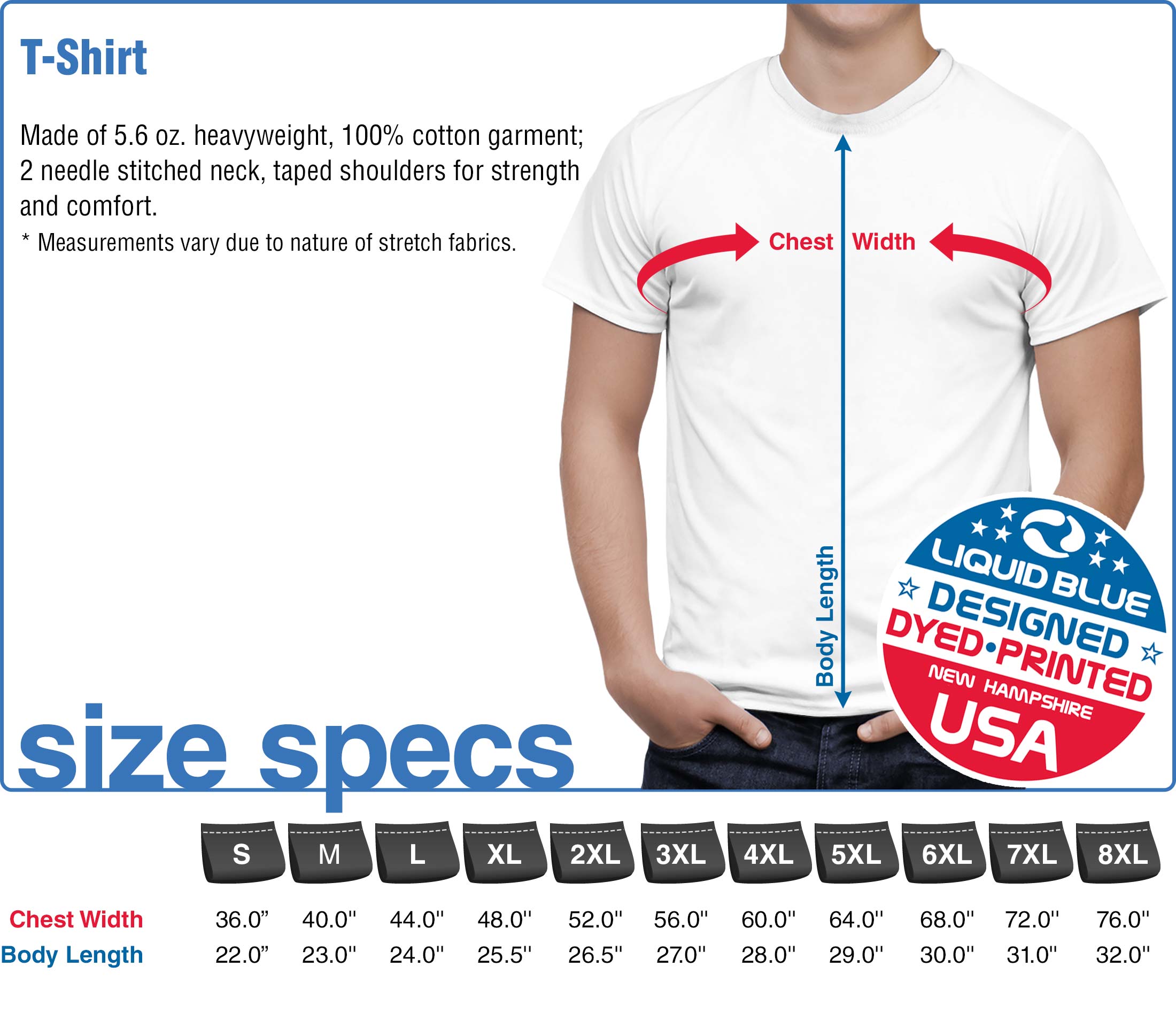 T-Shirt Size Specifications