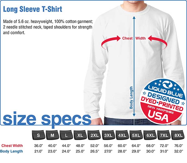 Long Sleeve Size Specifications