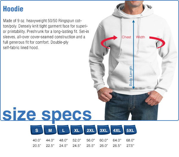 Hoodie Size Specifications