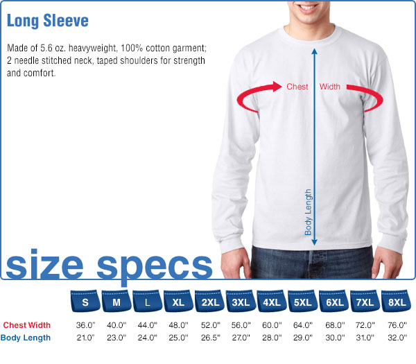 Long Sleeve Size Specifications