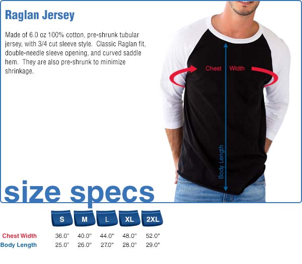 Raglan Jersey Size Specifications