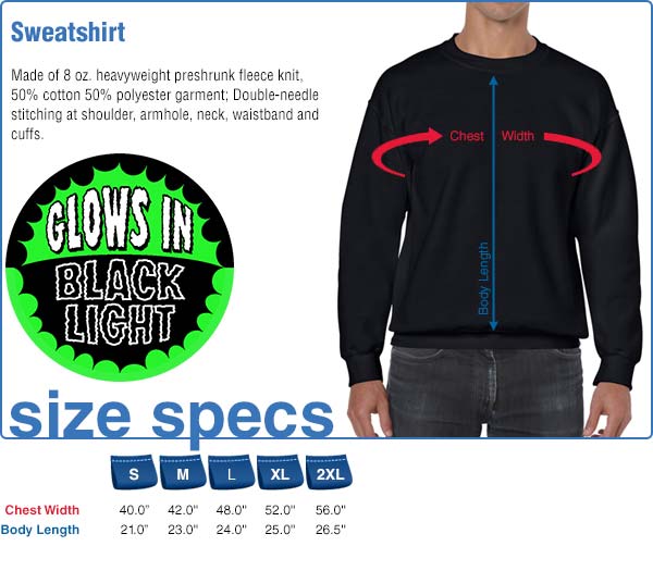 Sweatshirt Size Specifications