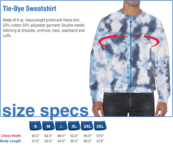 Sweatshirt Size Specifications