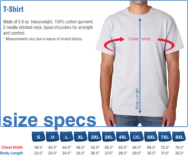 T-Shirt Size Specifications