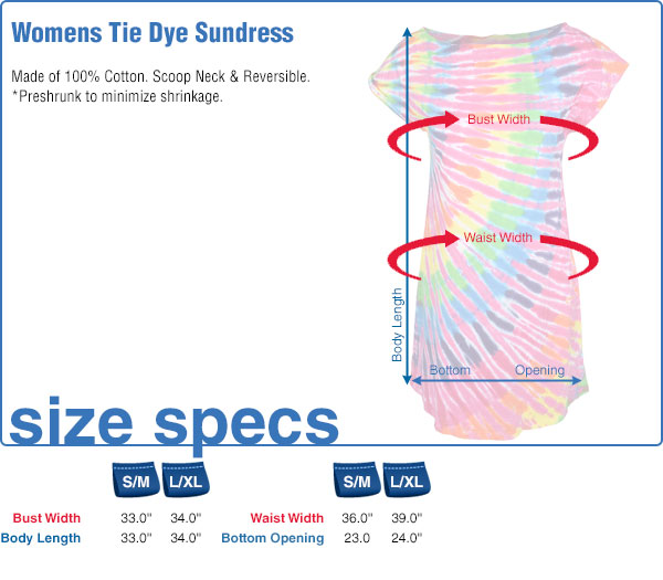 Womens Sundress Size Specifications