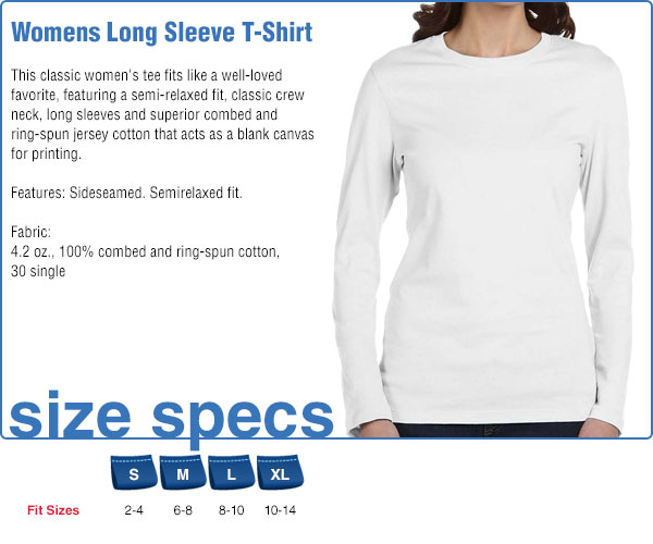 Womens Long Sleeve Size Specifications