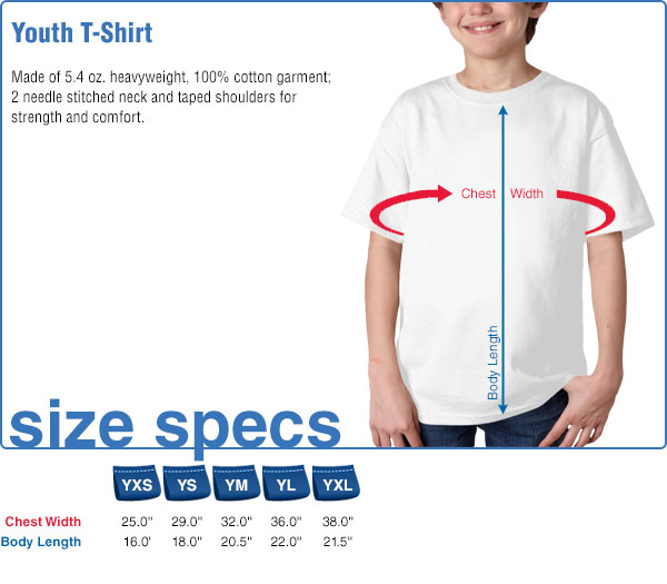 Youth T-Shirt Size Specifications