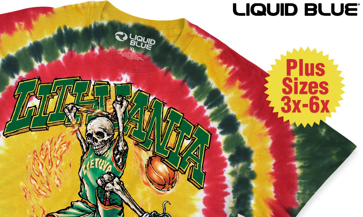 Lithuania Basketball Tie-Dye Long Sleeve T-Shirt Tee Liquid Blue