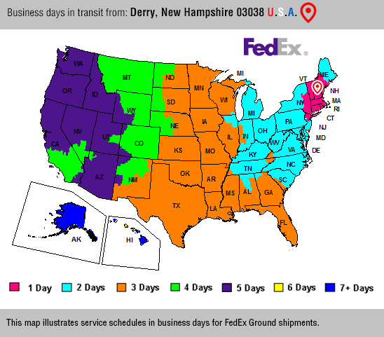 fedex zone chart map