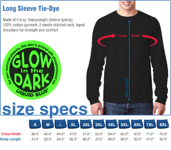 Long Sleeve Size Specifications